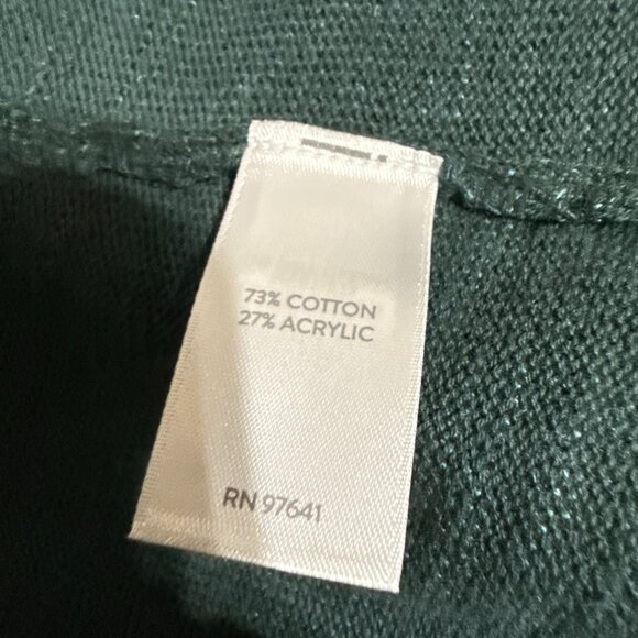 J Jill Sweater Womens M Green Knit Cardigan One Front Button Cotton Blend - Picture 10 of 11